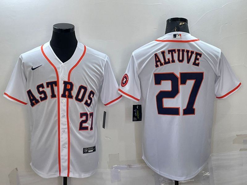 Men Houston Astros 27 Altuve White Game Nike 2022 MLB Jersey